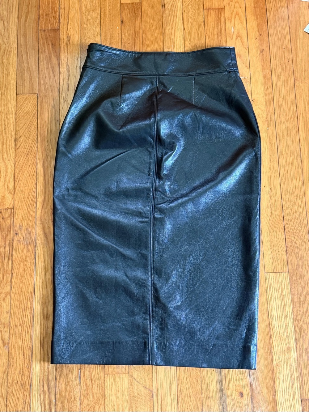 Babaton Black Faux Leather Pencil Skirt Size 6